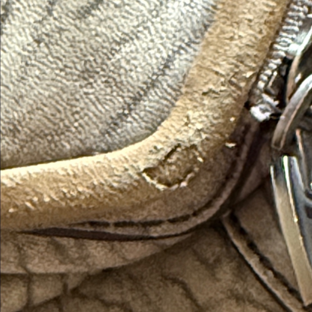 Kooba Jonnie Textured Gray Butter Leather With Taupe Trim Crossbody Bag - Picture 13 of 14